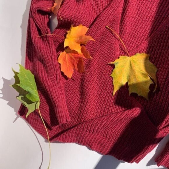 Long Sleeve Cable Knit Fuchsia Pink Wrap V Neck Sweater Ribbed Hems Women's XL - Picture 8 of 14